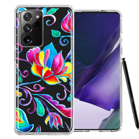MUNDAZE Case For Samsung Galaxy Note 20 Ultra Bright Colors Rainbow Water Lilly Floral Phone Cover