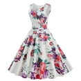 thumbnail image 2 of WILLBEST Vestidos Casuales para Mujer Fiesta Vintage de Las Mujeres con Cuello En V Sexy Estampado Floral Vestido sin Mangas Cena Vestido Formal Mediana, 2 of 3