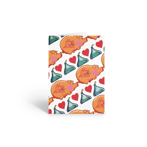 Cute Hogs and Kisses - 12 Valentines Day Cards & Envelopes - 18021