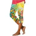 thumbnail image 3 of DDAPJ pyju Capri Leggings for Women Boho Floral Print Casual Yoga Pants High Waisted Summer Beach Capris Sales Today Clearance Multicolor XXL, 3 of 6