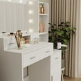 thumbnail image 5 of Segmart White Dressing Table with LED 3-Color Lighted Mirror, Power Outlet, 5 Drawers & Stool, Modern Vanity Desk for Bedroom with Storage Shelf, 5 of 8