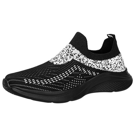 

Fauean Sneakers for Women Fashion Women s Shoes Breathable Flat Bottom Slip on Sneakers Black Size 41