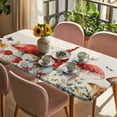 thumbnail image 3 of Red Mushroom Gnomes Table Cloths for 6 Foot Rectangle Tables, Eucalyptus Leaves Watercolor Rustic Patio Waterproof Elastic Fitted Tablecloths, Washable Rectangular Table Cover for Camping, 3 of 8