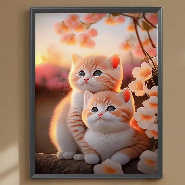 Cuadros Decorativos 5D bricolaje taladro redondo completo diamante pintura gato Kit arte decoración del hogar (VIP875) Wdftyju embutido en tela