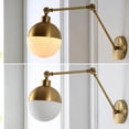 thumbnail image 6 of JONATHAN Y Alba 8" 1-Light Mid-Century Modern Arm-Adjustable Iron/Glass LED Sconce, Brass Gold/Frosted, 6 of 9