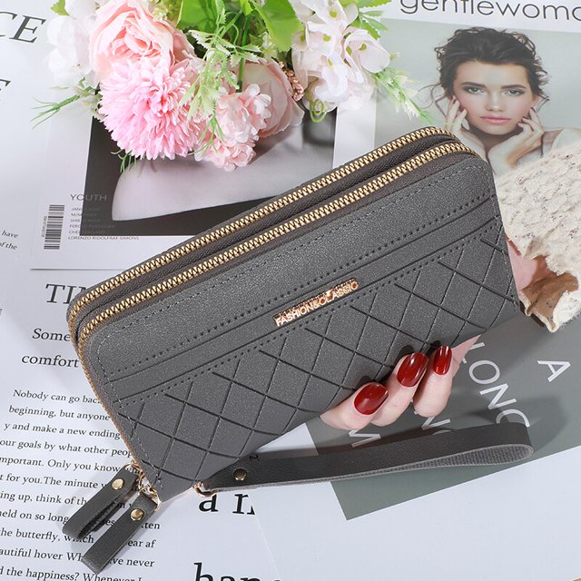 Cartera larga para mujer, monederos para mujer, monedero con borlas, tarjetero, carteras con doble cremallera, bolso de mano de cuero Pu, bolso de dinero de lujo para teléfono Tan Jianjun unisex