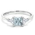 thumbnail image 2 of Gem Stone King 10K White Gold Sky Blue Aquamarine and White Moissanite 3 Stone Engagement Ring for Women (0.82 Cttw, March Birthstone, Princess 5MM, Trillion 3.5MM, Size 5), 2 of 5