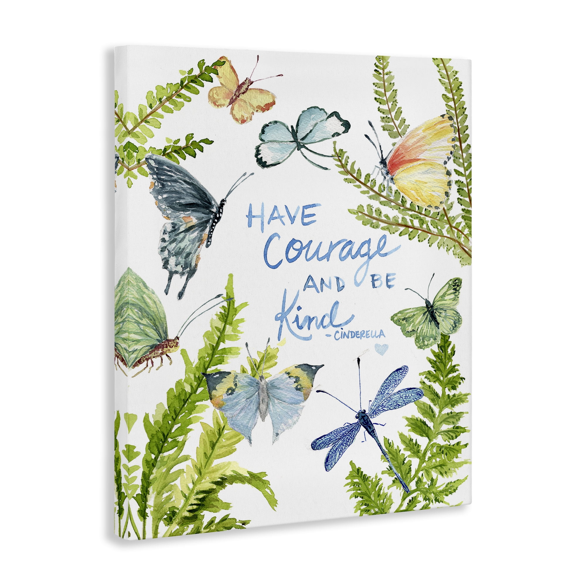 Stupell Industries Courage & Kindness Phrase Animals & Insects Painting Gallery Wrapped Canvas Art Print Wall Art, 24 x 30