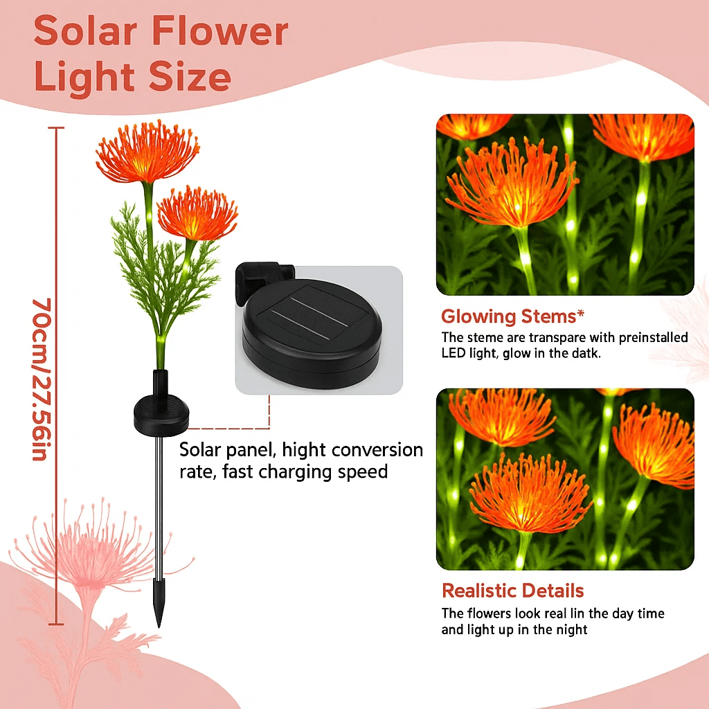 Lyacmy 4 Pack Red Flower Solar Garden Lights Outdoor, Waterproof Solar Lights for Yard Pathway Patio Outdoor Decor