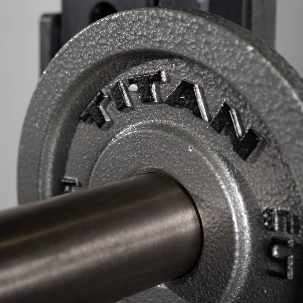 Titan Fitness 5 LB Cast Iron Olympic Plates, Sold In Pairs, Classic Weight Plate Design, Silver Hammer Finish