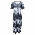 thumbnail image 2 of MORTTIC Women's Boho Tie-Dye Short Sleeve V-Neck with Side Slit Casual Summer Long Beach Maxi Dress Gray，S, 2 of 4