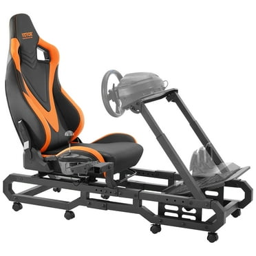 SKYSHALO Racing Seat Simulator Cockpit w/ Game Seat and Wheels, Height Adjustable and Pre-installed Steering Racing Wheel Stand Universal Fit for Mainstream Brands