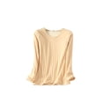 thumbnail image 1 of Qarigey Ropa interior Camiseta Mujer Cálido Grueso Algodón A prueba de viento Ropa interior sin rastro Ropa cómoda Manga larga Invierno Prendas para la parte del cuerpo Tez, complexión L L Qarigey AP013131-18, 1 of 6