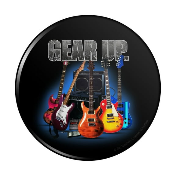 Electric Guitars Gear Up Rock and Roll Pinback Button Pin