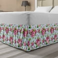 thumbnail image 1 of Summer Pink Bed Skirt, Bouquets of Blooming Rose Flowers Leaves and Buds Spring Season, Elastic Bedskirt Dust Ruffle Wrap Around for Bedding Decor, 4 Sizes, Baby Blue and Lime Green, by Ambesonne, 1 of 2