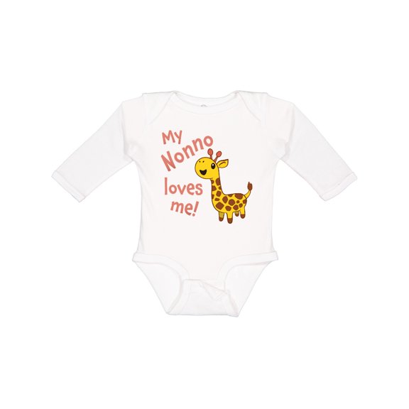 Inktastic My Nonno Loves me- cute giraffe Boys or Girls Long Sleeve Baby Bodysuit