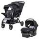 thumbnail image 1 of Baby Trend Sit N' Stand Tandem Double Stroller 2.0 DLX and EZ Lift Plus Lightweight Infant Cozy Covered Car Seat with 5 Point Safety Harness, Storym, 1 of 5