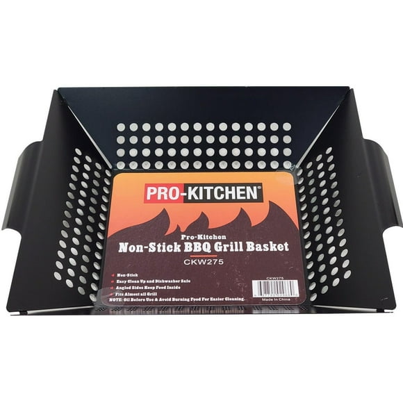 Pro-Kitchen - Non-Stick BBQ Grill Basket - 13.5x12 inches - Single Piece - Easy Grilling & Effortless Cleanup (1ct)