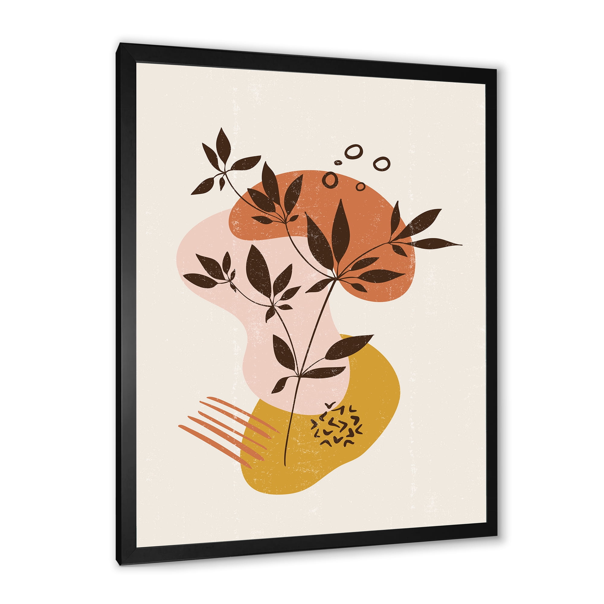 Designart 'Minimalist Shapes With Ancient Plant II' Modern Framed Art Print
