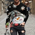thumbnail image 1 of Blusas y camisas de manga larga y cuello redondo para hombre, informales, a la moda, con estampado navideño, cuello redondo, blusas de licra de manga larga para hombre., 1 of 5
