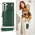 thumbnail image 3 of Dteck Crossbody Zipper Wallet Case for Samsung Galaxy S23,Shockproof PU Leather Credit Card Slot Holder Strap Shoulder Chain Flip PU Purse Kickstand Phone Cover for Women Girls,Darkgreen, 3 of 10