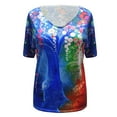 thumbnail image 4 of Babysbule Womens Tops Plus Size Women Short Sleeve Printed V-Neck Tops Tee T-Shirt Blouse, 4 of 4