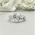 thumbnail image 4 of HeartsAndYou 1.5ct Engagement Ring for Women Baguette Cut Moissanite Cluster Unique 18k White Gold Over Silver, 4 of 9