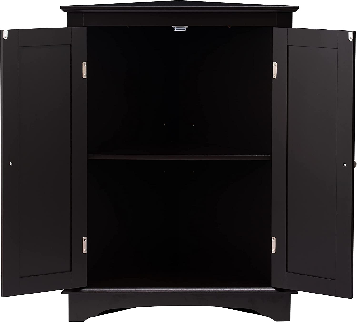 Spirich Corner Cabinet, Free-Standing Modern Storage with Adjustable Interior Shelf and Three Shelves, Espresso Wood