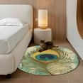 thumbnail image 2 of Round Rugs 3.3 Ft, Teal Peacock Feathers Non Slip Area Rugs for Kitchen Bedroom Entryway, Retro Abstract Art Watercolor Washable Carpet Runner Rug Floor Mats for Bedroom Home Decor, 2 of 9