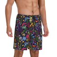 thumbnail image 2 of Kdxio Flowers And Birds Print Mens Sleep Shorts Bottoms Soft Comfy Pajama Wear Pants with Drawstring Pockets, 2 of 7