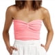 thumbnail image 2 of Fiudx Liquidación de Ahorros de Verano Top de Punto Roscado de Color Sólido Sin Tirantes Sexy para Mujer, 2 of 6