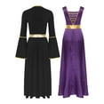 thumbnail image 2 of Kaerm Tunique de Danse pour Femmes, Robe Maxi de Danse avec Manches Longues, Violet&Noir G, 2 of 7