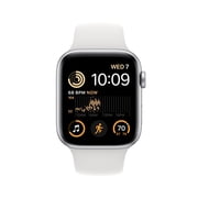 Apple Watch SE (2nd Gen) GPS + Cellular 44mm Silver Aluminum Case with White Sport Band - S/M