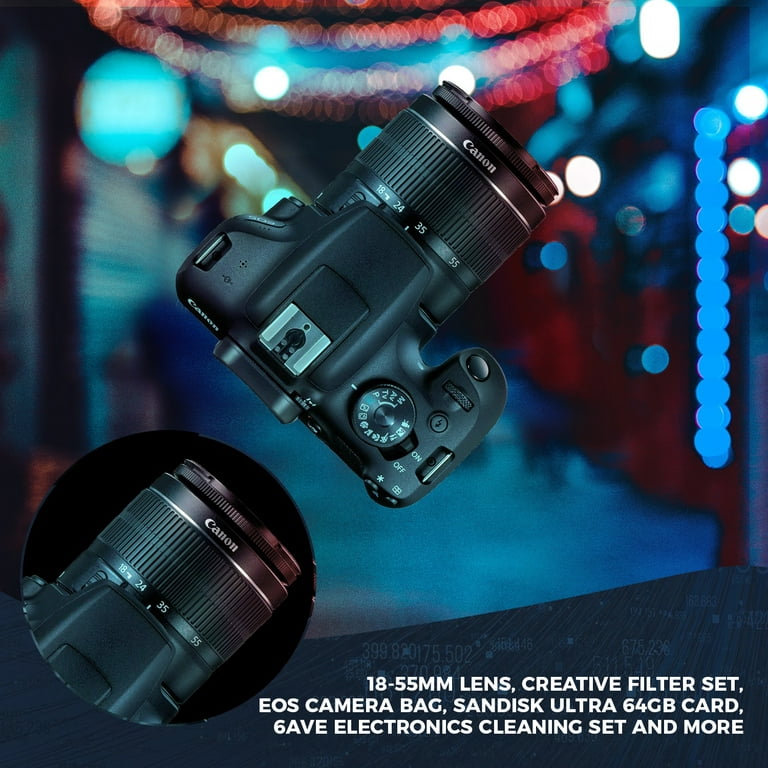 Canon EOS 2000D (Rebel T7) Digital SLR Camera with 18-55mm DC III Lens Kit  (International Model) Professional Accessory Black