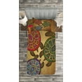 thumbnail image 3 of Ambesonne Ethnic Quilted Bedspread Set 2 Pcs, 3 Turtles Ornamental, Twin Size, Multicolor, 3 of 3