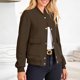 thumbnail image 5 of HongQid Women's Bomber Jackets Winter Trendy Varsity Jackets Shackets Button Down Cropped Coats with Pockets, 5 of 9