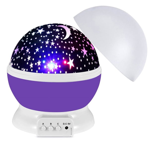 Luz de luna con 3 modos de rotación de 360°, luz de estrella romántica, luz de noche para habitación infantil, decoración romántica para el hogar, regalo morado