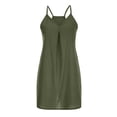 thumbnail image 5 of Breaise Womens Linen Spaghetti Strap Sleeveless Summer Mini Dresses Solid Loose Fit Short Cami Dresses with Pockets Beach Party Sundresses Cotton Linen Dresses for Women Army Green S, 5 of 6