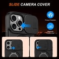 thumbnail image 2 of Dteck Protective Phone Case for iPhone 13 Pro Max,Shockproof TPU+PC Case Slide Camera Cover 360° Ring Stand Back Cover, Black, 2 of 7