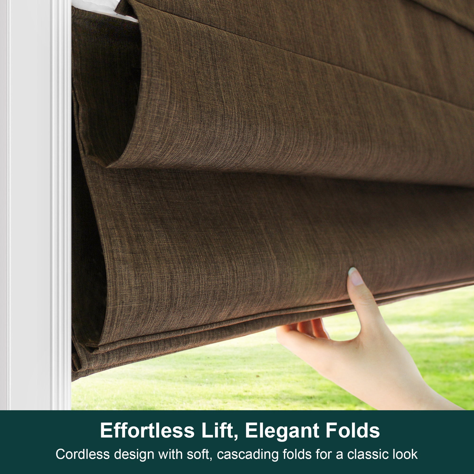 CHICOLOGY Cordless Roman Shades Belgian Chocolate (Light Filtering) 47"W X 64"H