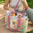 thumbnail image 2 of ZUXONGSY Pomeranian Floral Print Fashion Reversible Tote Bag for Women – Lightweight Quilted Shoulder Bag with Trendy Prints & Classic Side, Pink, 2 of 6