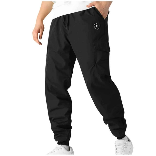 Qholemyo Joggers Cargo pour Hommes Mode Décontractée Solide Taille Élastique à Cordon Pantalon de Travail Léger Ample Bas Resserré Pantalon de Randonnée Extérieur avec Multi-Poches