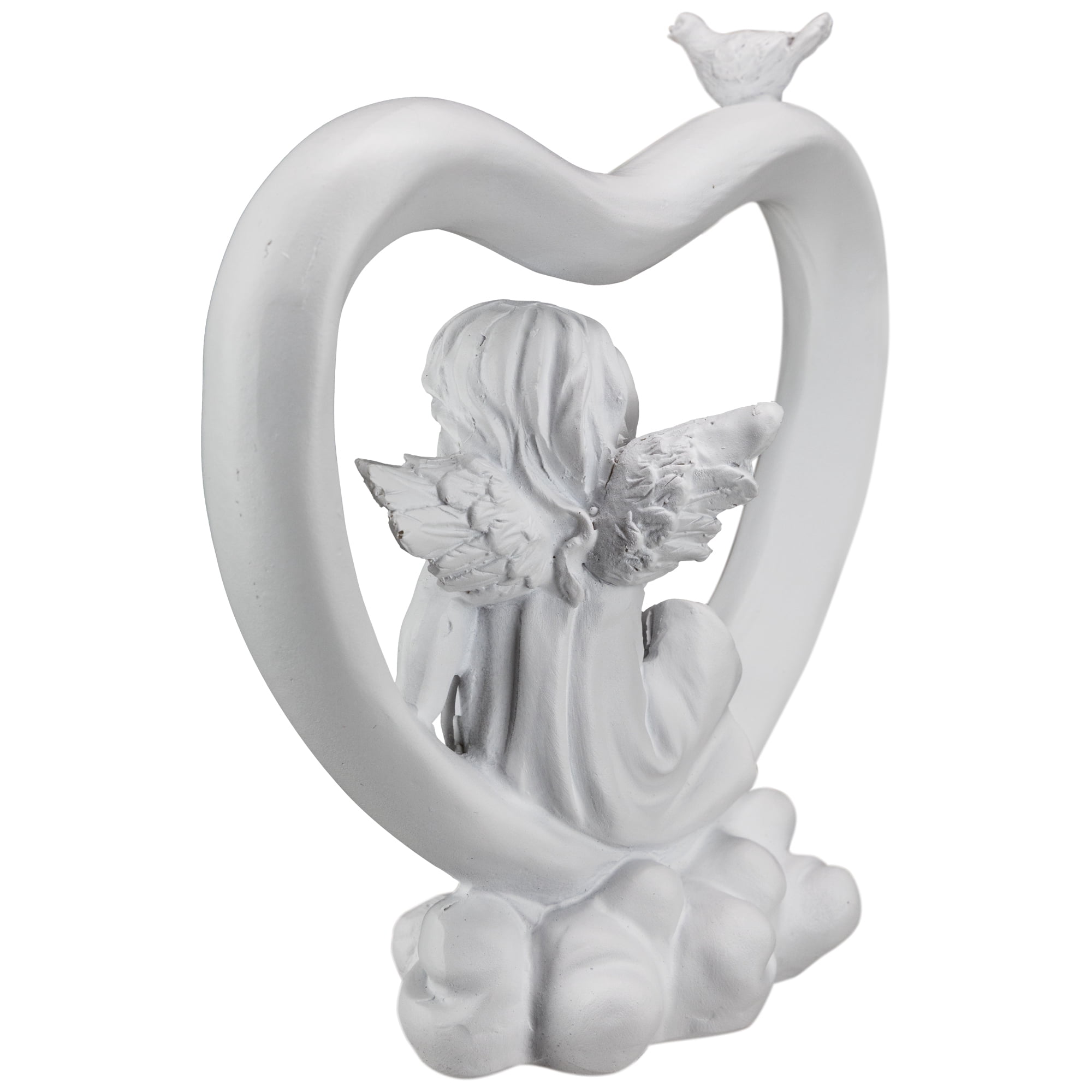 Northlight Cherub Heart with Bird Decoration - 7" - White