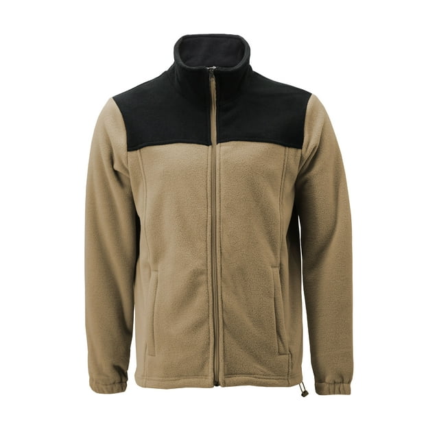 Men's Full Zip-Up Two Tone Solid Warm Polar Fleece Soft Collared Sweater Jacket (XL, LF35 #2)