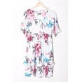 thumbnail image 6 of Ivory Pink Blue Floral Ruffle Trim V- Neck Midi Dress, 6 of 9
