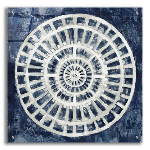 Epic Art 'Blue Textured Medallion' by Silvia Vassileva, Acrylic Glass Wall Art, 24"x24"