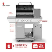 Nexgrill 4-Burner Propane Gas Grill with Side Burner, Stainless Steel Frame, 626 SQ In Total Cooking Space, 60,000 BTUs Output, BBQ Grill Perfect for Outdoor Gatherings - 720-0830H