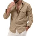 thumbnail image 3 of QATAINLAV Mens Long Sleeve Fishing Shirts Outdoor Lightweight Cargo Shirt 2025 Spring Summer Camping Hiking Shirt with Two Pockets Khaki XXL Todays Sales, 3 of 8