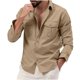 thumbnail image 2 of pstuiky camisas de manga larga para hombre, Camisa informal de moda para hombre, cuello vuelto, manga larga, transpirable, blusa Tops casuales para hombres xxl, 2 of 7