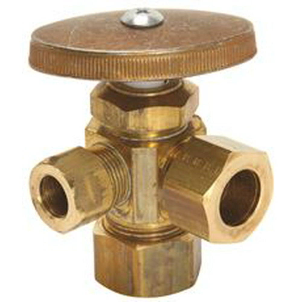 3-Way Dual Angle Stop Valve 1/2 In. Nominal Comp X 1/2 In. Od X 3/8 In ...